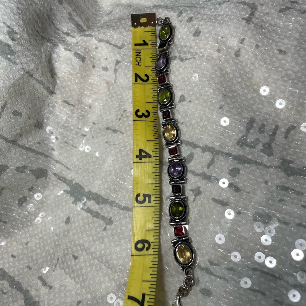 Multi-Gemstone Silver Link Bracelet - image 5